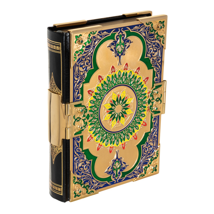 Коран "Солнце пустыни" в кожаном переплете и окладе, с эмалями, Златоуст - купить в Москве