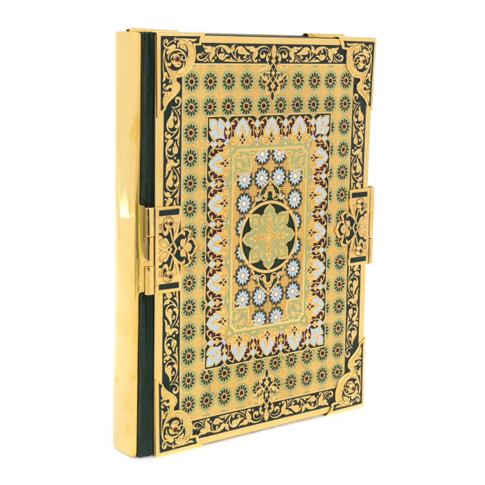 Подарочная книга в окладе "Коран" с эмалями и фианитами, в коробе - купить в Москве