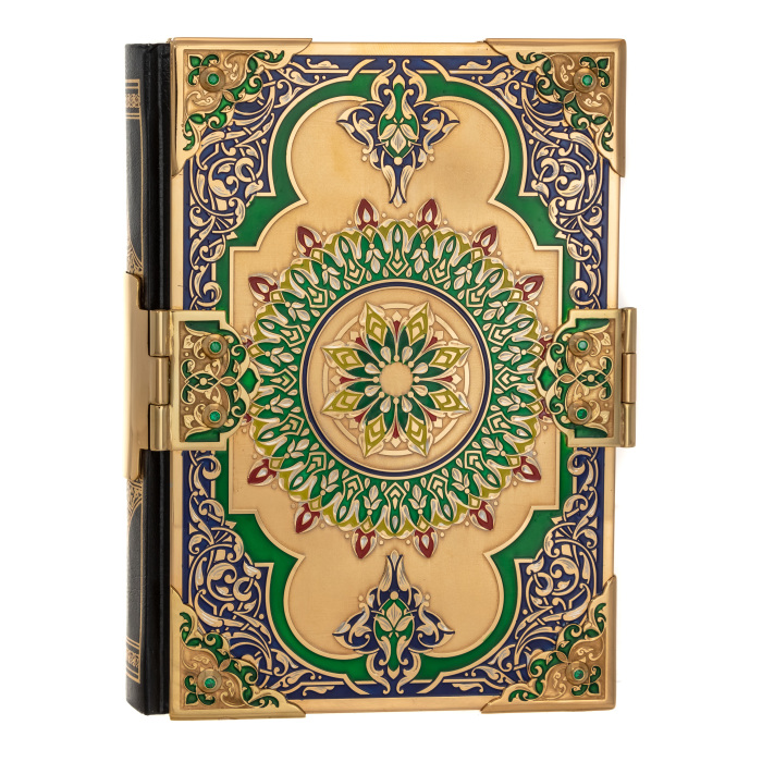Коран "Солнце пустыни" в кожаном переплете и окладе, с эмалями, Златоуст - купить в Москве