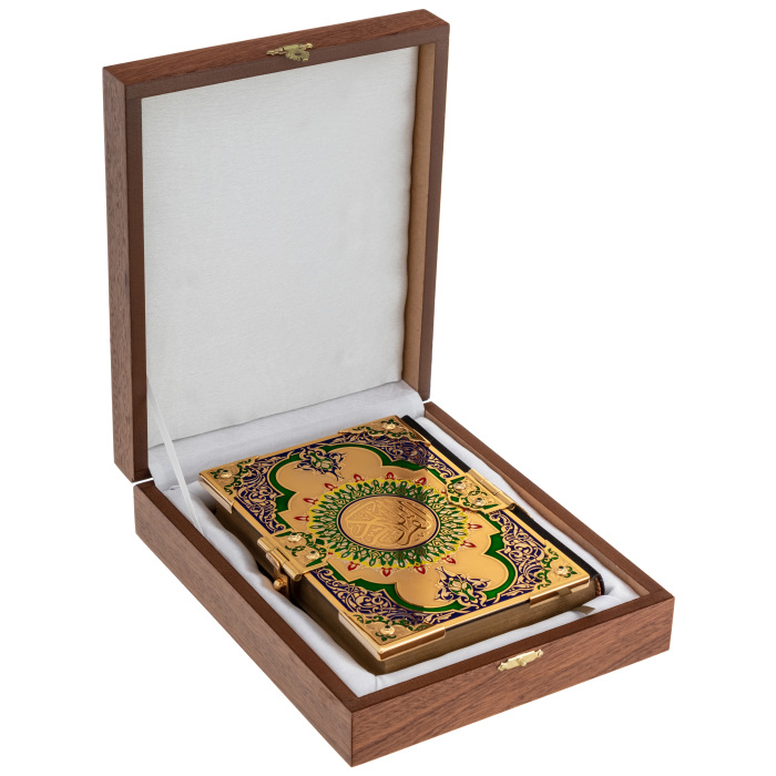 Коран "Солнце пустыни" в кожаном переплете и окладе, с эмалями, Златоуст - купить в Москве