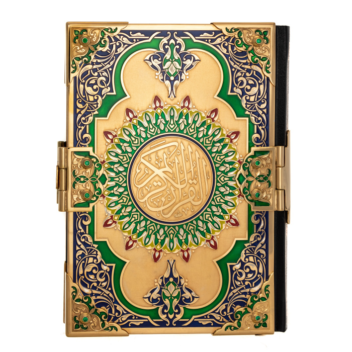 Коран "Солнце пустыни" в кожаном переплете и окладе, с эмалями, Златоуст - купить в Москве