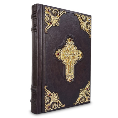 Библия инд./комм. с филигранью (золото) и гранатами - купить в Москве